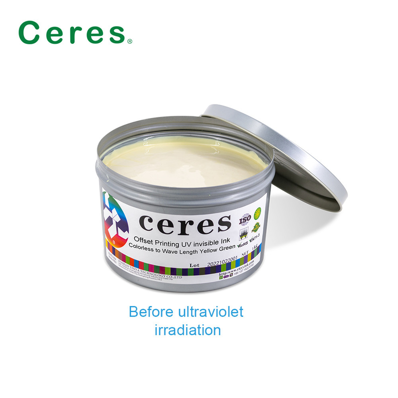 Offset / Bildschirm / Flexo Druck Sicherheit UV Unsichtbare Tinte für Dokumente Gelb Grün Farbe