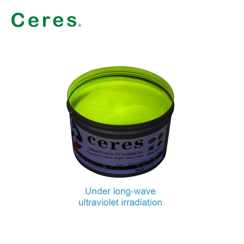Offset / Bildschirm / Flexo Druck Sicherheit UV Unsichtbare Tinte für Dokumente Gelb Grün Farbe