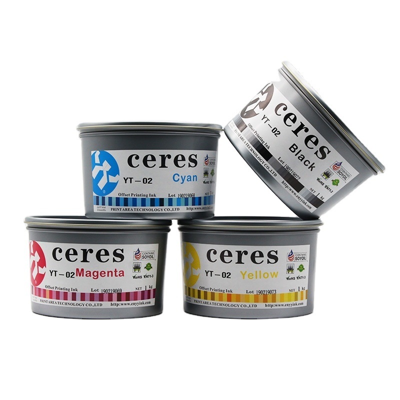 CERES Hochkonzentrierte, ungiftige UV-Offsetdruckfarbe für Papier CMYK-Farbe 1 kg/Dose