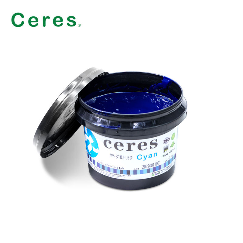 Ceres YY-310 UV-LED-Offsetdruckfarbe mit 100~150 µm Dicke und CMYK-Pantone-Farben für hochwertigen Druck
