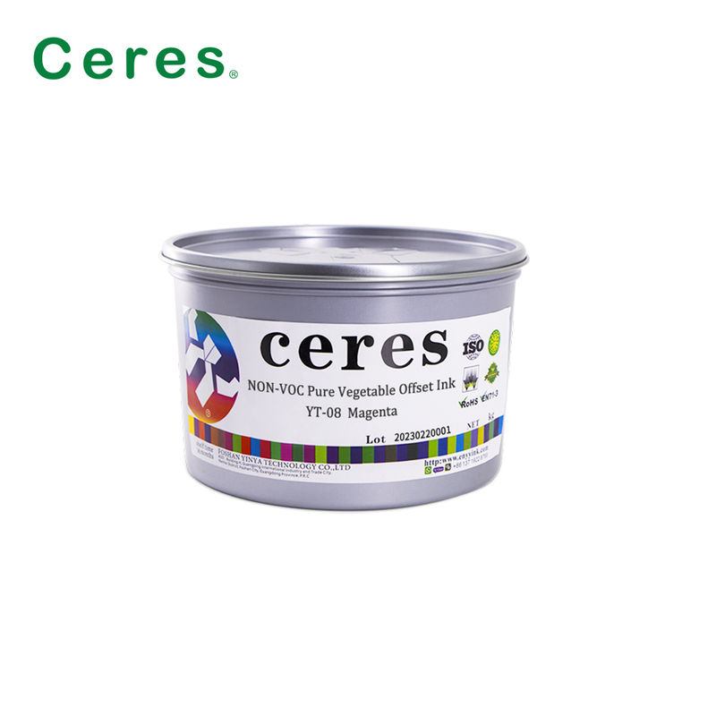 Ceres YT-08 reine pflanzliche CMYK-Offsetdrucke - umweltfreundliche hochglänzende Tinte für Papier- und Kohlenstoffverpackungen