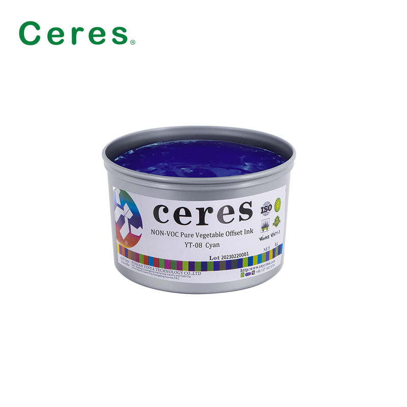 Ceres YT-08 reine pflanzliche CMYK-Offsetdrucke - umweltfreundliche hochglänzende Tinte für Papier- und Kohlenstoffverpackungen