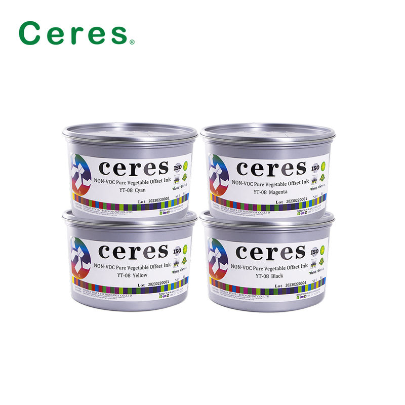 Ceres YT-08 reine pflanzliche CMYK-Offsetdrucke - umweltfreundliche hochglänzende Tinte für Papier- und Kohlenstoffverpackungen